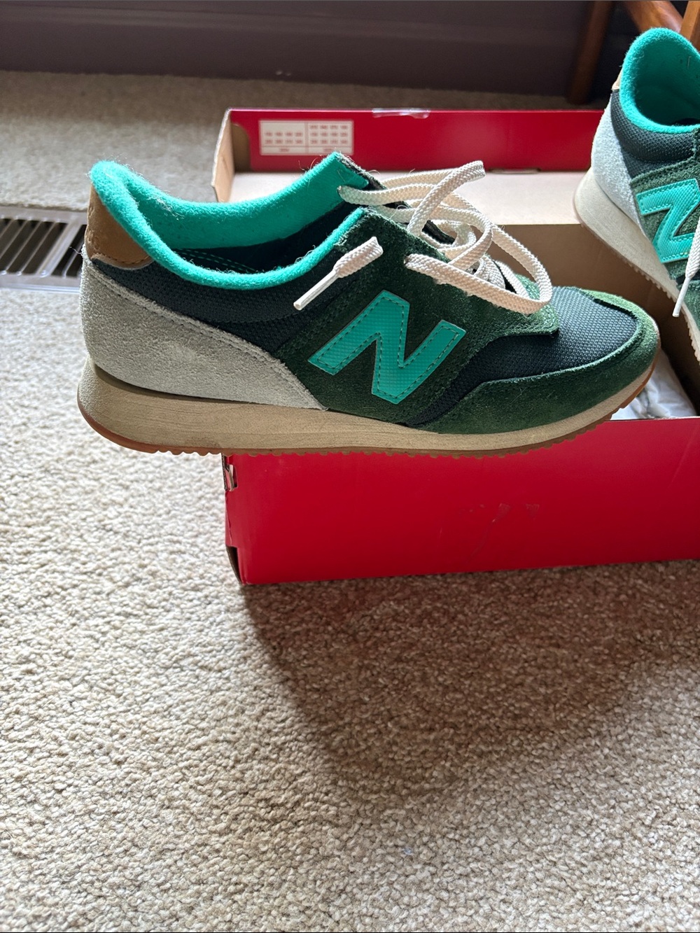 New Balance Women's Dark Green Suede & Teal Accent Sneakers - Picture 5 of 7